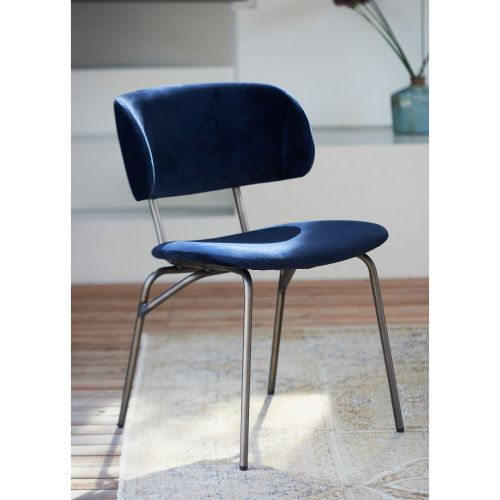 jankurtz GIULIA Stuhl dunkelblau 46 cm Gestell aus Stahlrohr und Samtbezug
