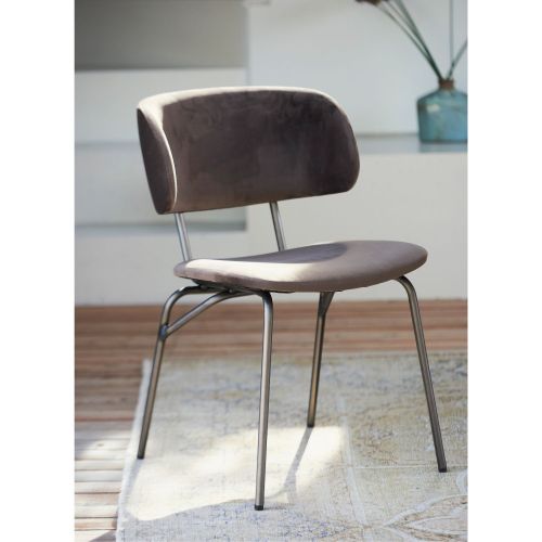 jankurtz GIULIA Stuhl taupe 46 cm Gestell aus Stahlrohr und Samtbezug