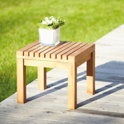 jankurtz Hocker Beistelltisch NICE Teakholz natur Höhe 40cm dekorativer Lamellen Holzhocker