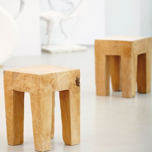 jankurtz Hocker JAVA eckig natur Höhe 40cm Teakholz massiv jedes Stück ein Unikat