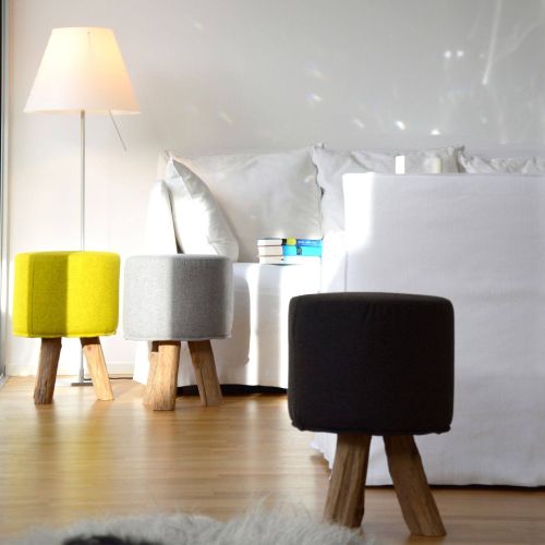 jankurtz Hocker KIOWA Unikat aus recyceltem Teak und Wolle by jankurtz