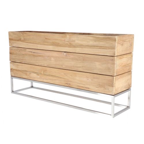 jankurtz MINI GARDEN Pflanzenbehälter 53x100 cm Teakholz und Gestell aus Edelstahl