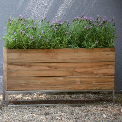 jankurtz MINI GARDEN Pflanzenbehälter 53x100 cm Teakholz und Gestell aus Edelstahl