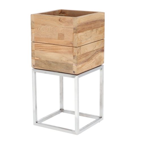 jankurtz MINI GARDEN Pflanzenbehälter 53x25 cm Teakholz und Gestell aus Edelstahl