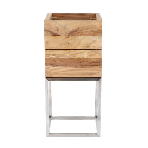 jankurtz MINI GARDEN Pflanzenbehälter 53x25 cm Teakholz und Gestell aus Edelstahl