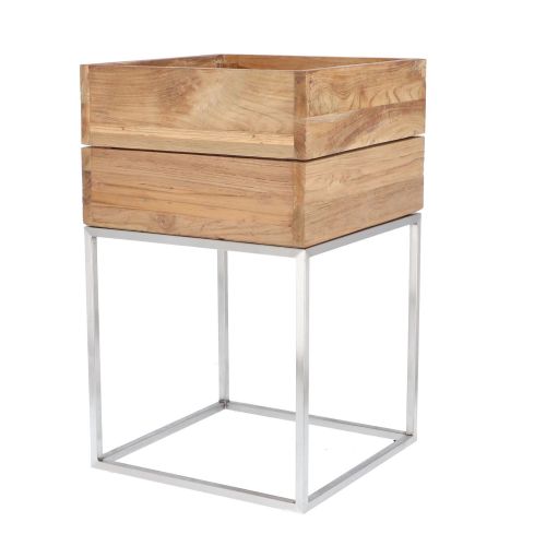 jankurtz MINI GARDEN Pflanzenbehälter 65x40 cm Teakholz und Gestell aus Edelstahl