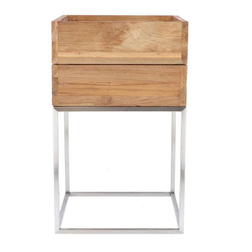 jankurtz MINI GARDEN Pflanzenbehälter 65x40 cm Teakholz und Gestell aus Edelstahl