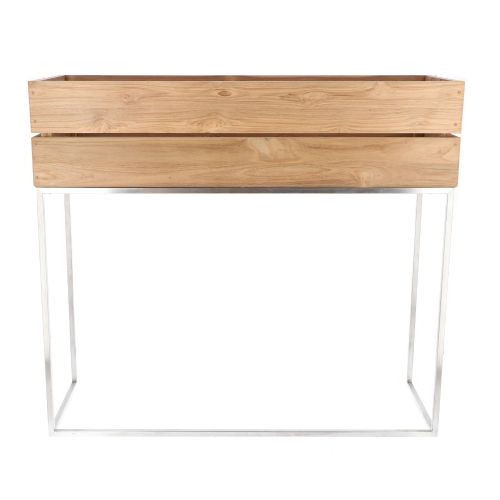 jankurtz MINI GARDEN Pflanzenbehälter 90x100 cm Teakholz und Gestell aus Edelstahl