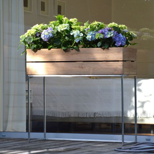 jankurtz MINI GARDEN Pflanzenbehälter 90x100 cm Teakholz und Gestell aus Edelstahl